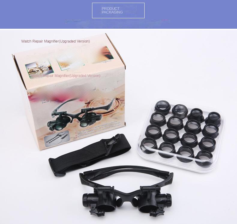 Magnifying Glasses Reading Illuminated Magnifier 2 Lights Head Loupe with Detachable Lenses for Jewelry Watch Electronic Repair