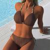 Leopard Print Bikini Women's Split Swimsuit Sexy Suspender Beach Vacation Swimsuit Spicy