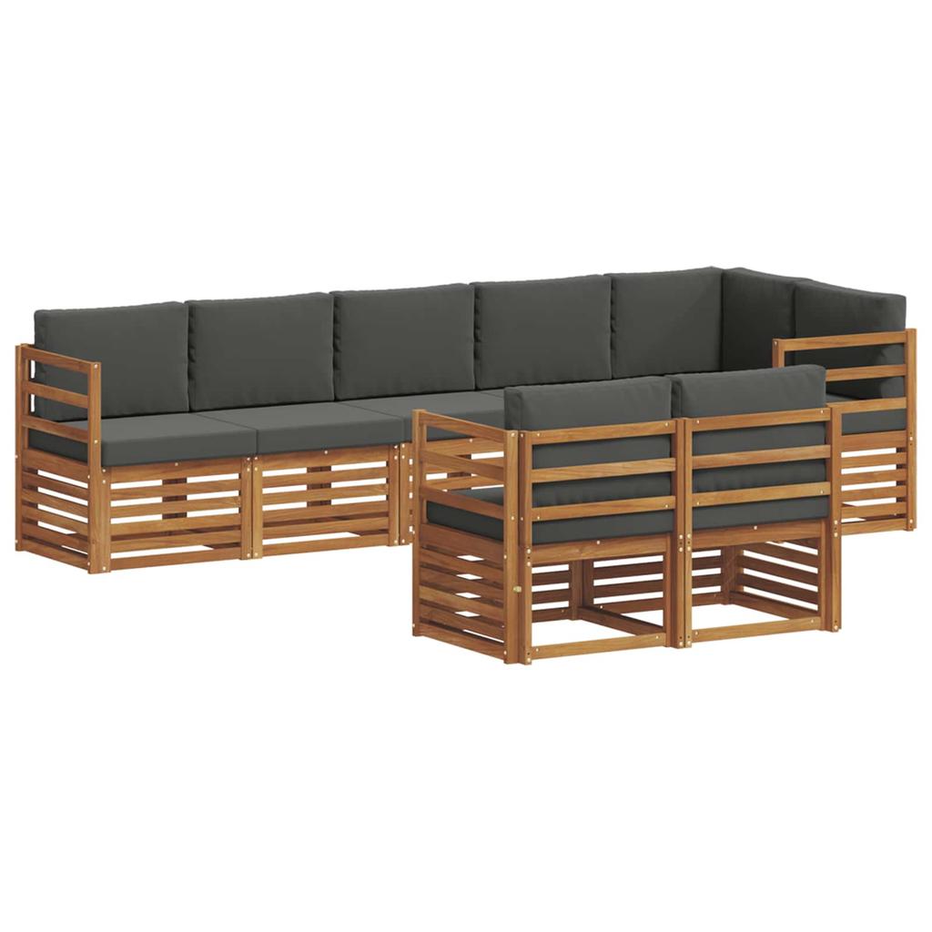 Outdoor Sofa Set 8 pcs Natural and Anthracite Solid Acacia Wood