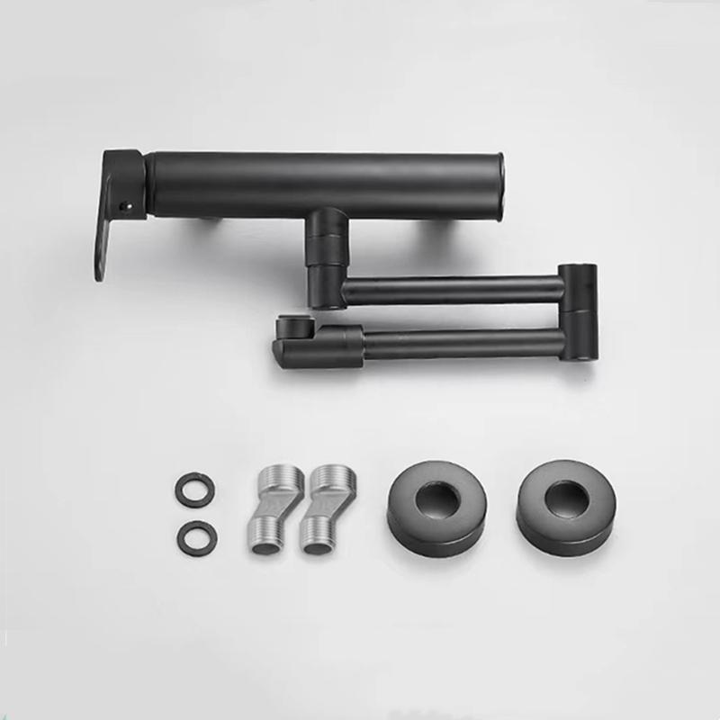 Telescopic Folding Kitchen Faucets Black Brass 360 Rotate Wall Mounted Bathroom Hidden Faucet Fold-able Crane Sink Mixer Tap