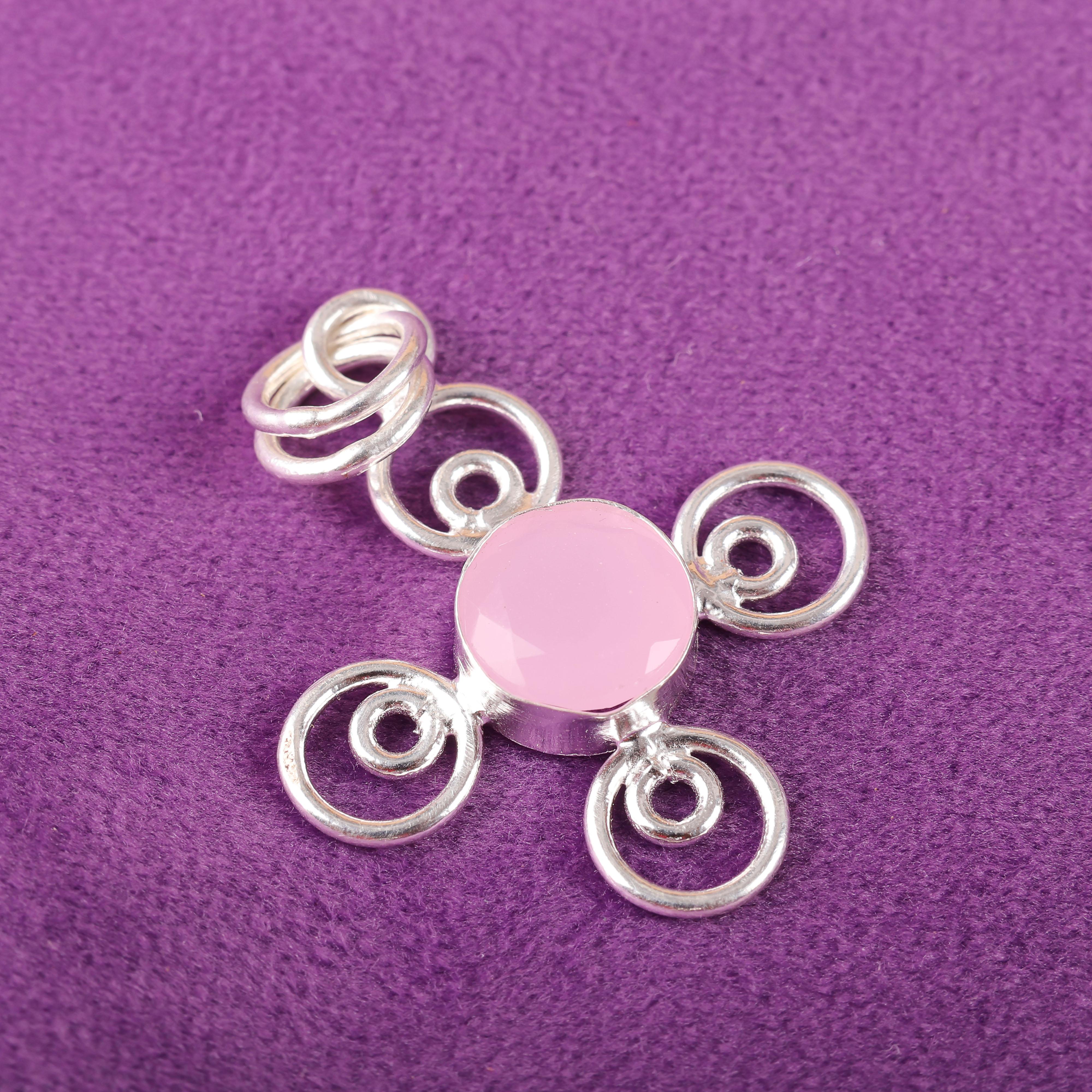 

Розовый Халцедон Драгоценный Камень Роскошные Украшения, Подвеска из Стерлингового Серебра 925 пробы, Подвеска для Балансировки Ручной Работы Подарок для Женщин 1.57 Inches розовый