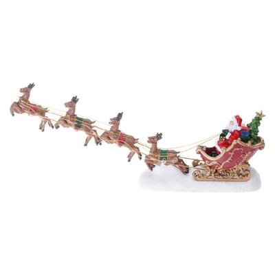 Santa Claus Deer Pulling Cart Glowing Decorations Christmas Dolls New Year Gift