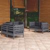 6 Pcs Garden Set with Cushions Solid Pine Wood