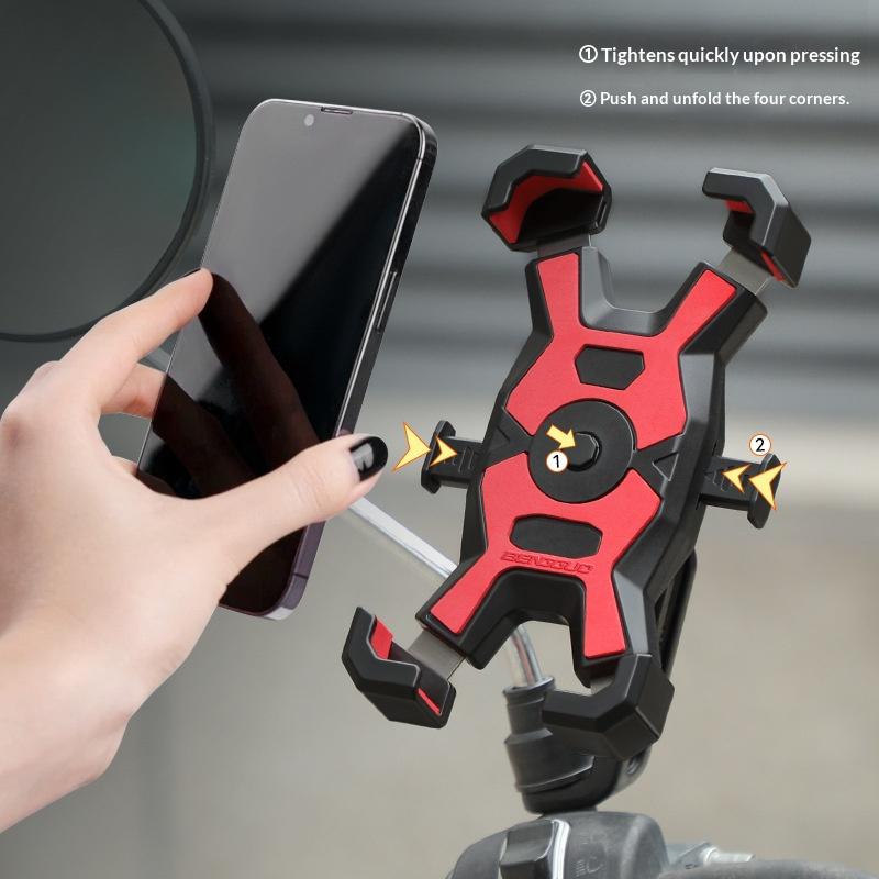 BENGGUO 4-Claw Bicycle Phone Mount 360 Degree Rotation Shockproof Motorcycle Cell Phone Bracket