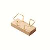 1pc Modern Walnut Wood & Metal Business Card Holder With Golden Accents, Durable Office/Home Use, Fits Index Cards, Desk Card Case
