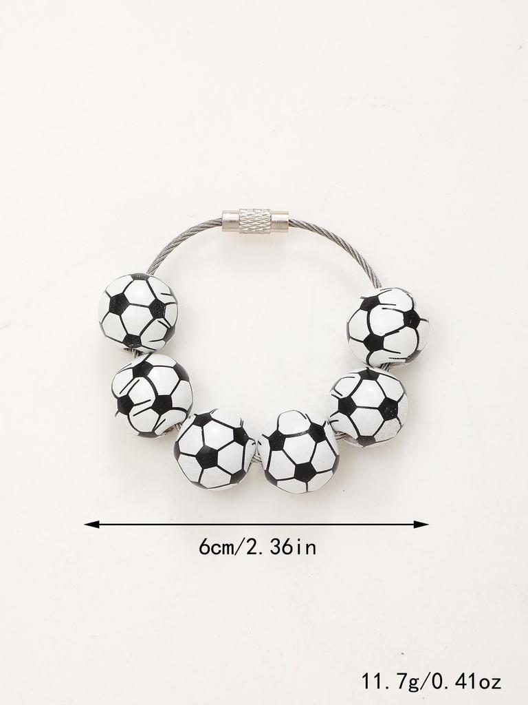 Independence Day & Halloween Sports Style Wooden Bead Keychain Bracelet