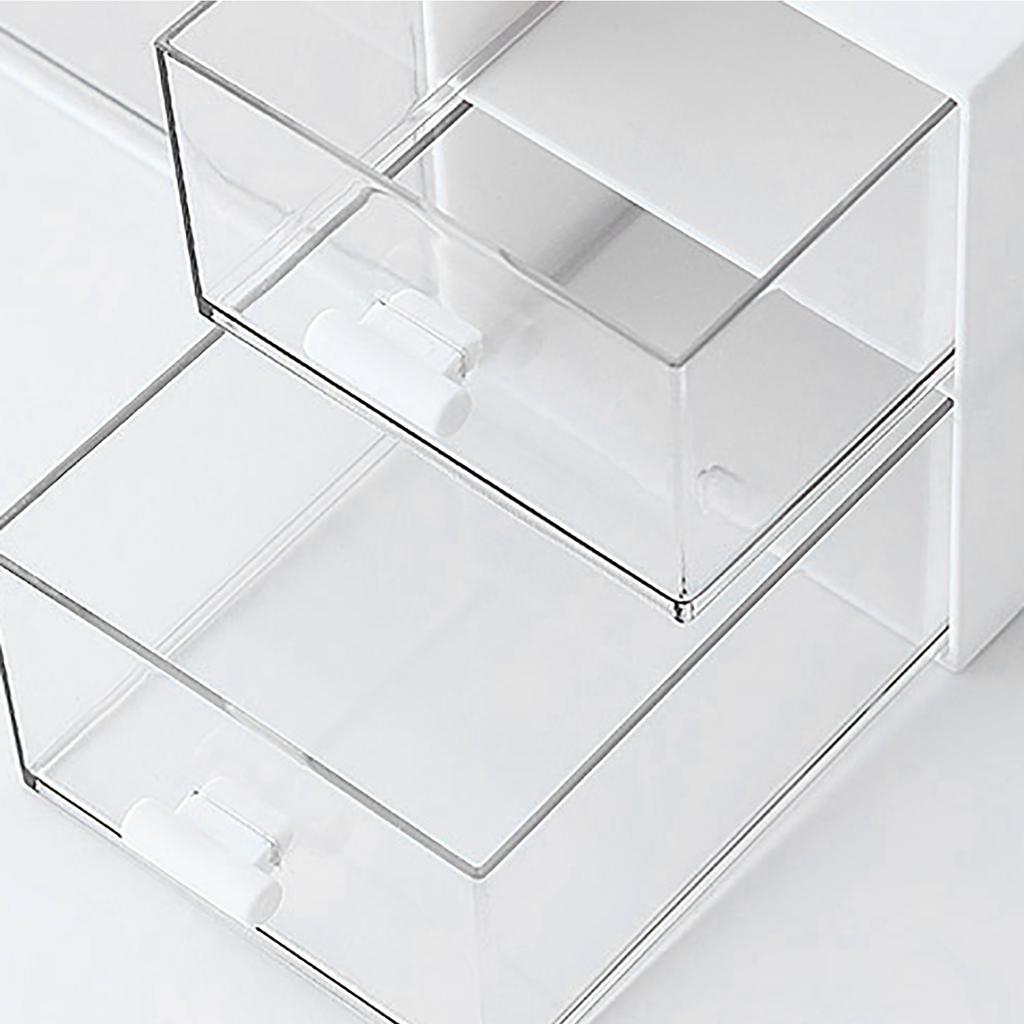 Large Desk Organizer Drawers Multipurpose Clear Stationery Cosmetic Storage Bins for Office Vanity