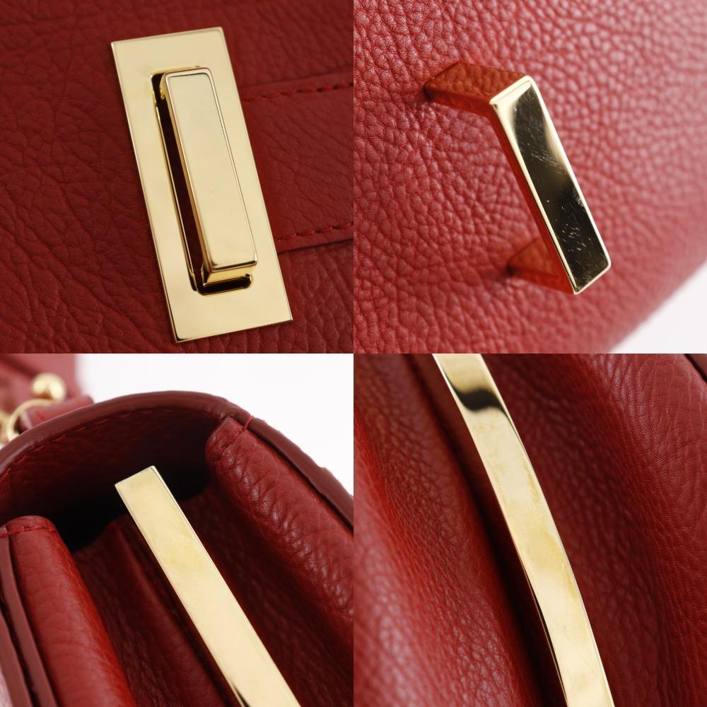DELVAUX Mutan Shoulder Bag Outlet Red Calfskin Women Used