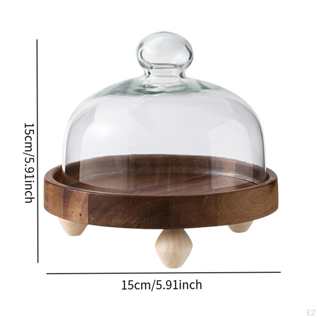 Cake Holder with Dome Fruit Plate Pastries Presentation Bowl Wood Dessert for Gastronomy