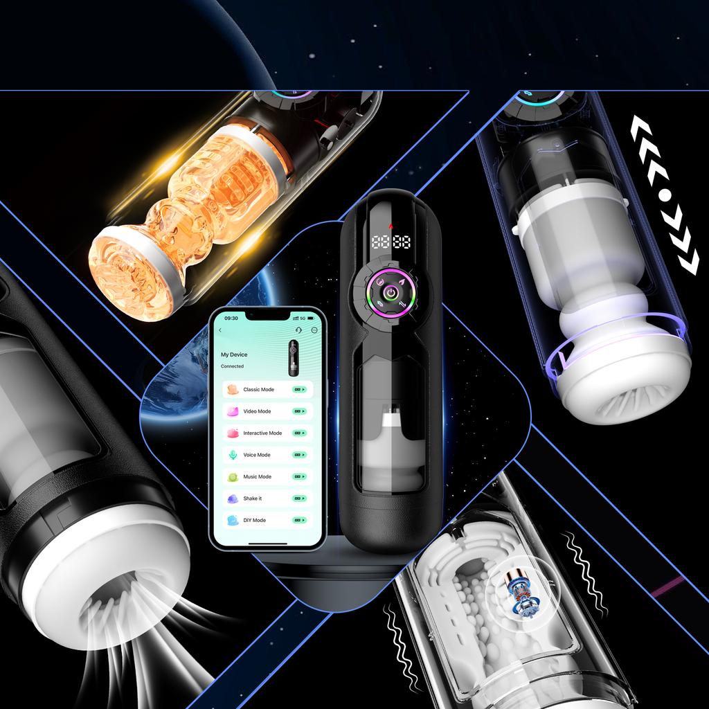 New App Control Intelligent Sex Robot for Men 4-in-1 Heated Suction Telescopic Vibrator Masturbation Cup LCD Display Male Masturbator Penis Exerciser