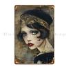 Dark And Moody  S Era Vintage Portrait Metal Sign Designing Wall Cave Plates Pub Plates Club Tin Sign Poster