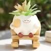 Cute Sit Rocking Chair Succulents Flower Pots with Drain Hole Smile Faces Planter Pot, Cartoon Resin Pot for Indoor
