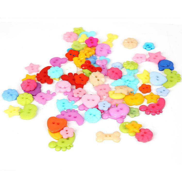 Colorful Plastic Button Set: Heart, Star, Butterfly, Round - DIY Jewelry Craft Accessories
