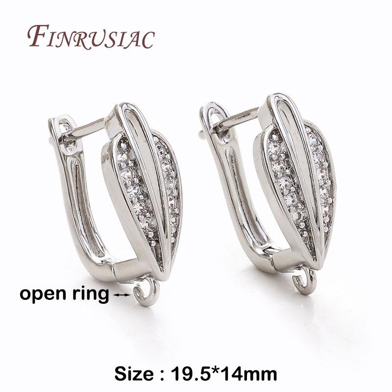 DIY Women's Earring Making Supplies 18K Gold Plated Creative Inlaid Zircon Earwire Fasteners Earring Hooks Accessories