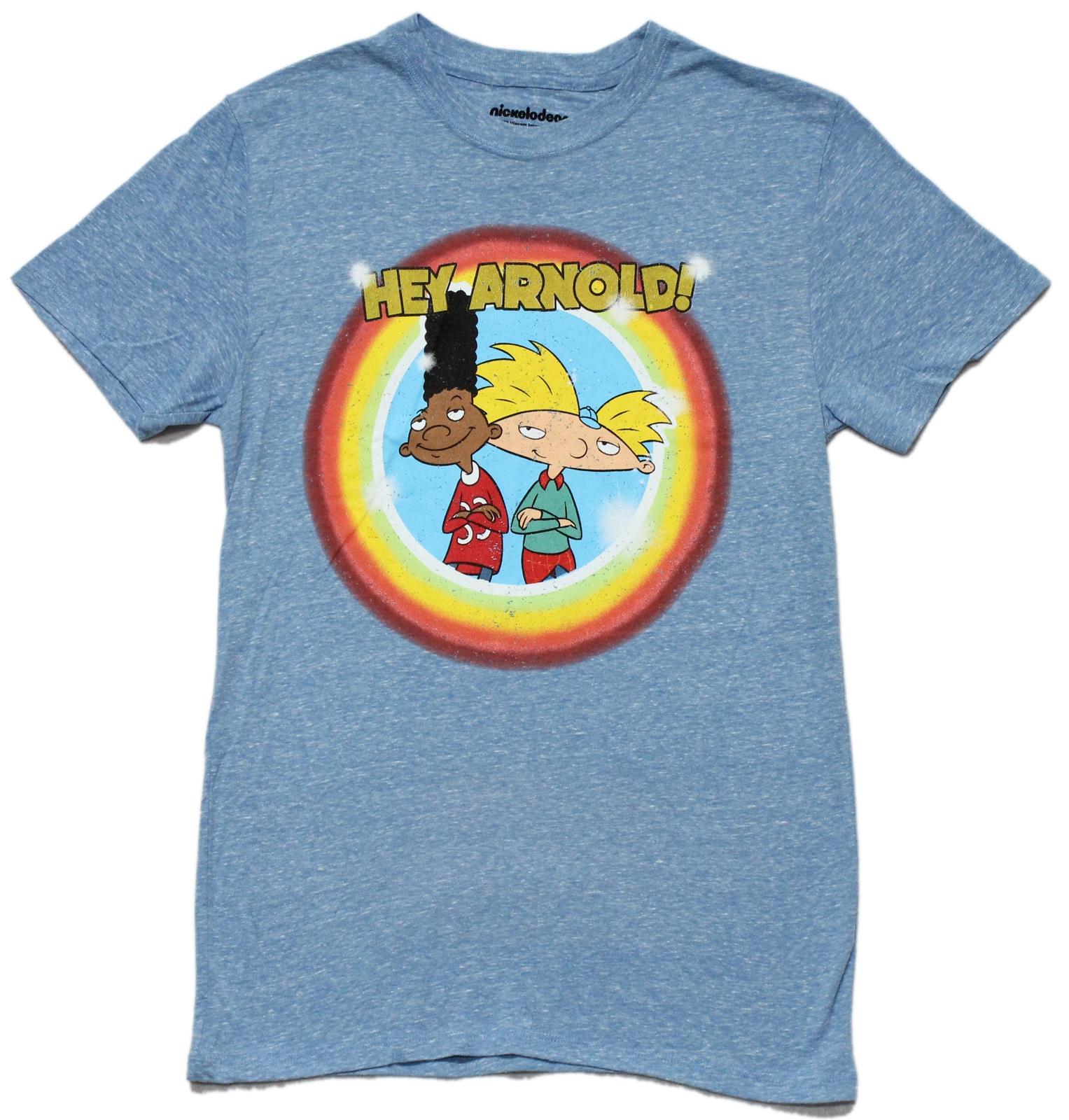 Hey Arnold Mens Distressed T-Shirt Gerald Arnold In Rainbow Circle XXL
