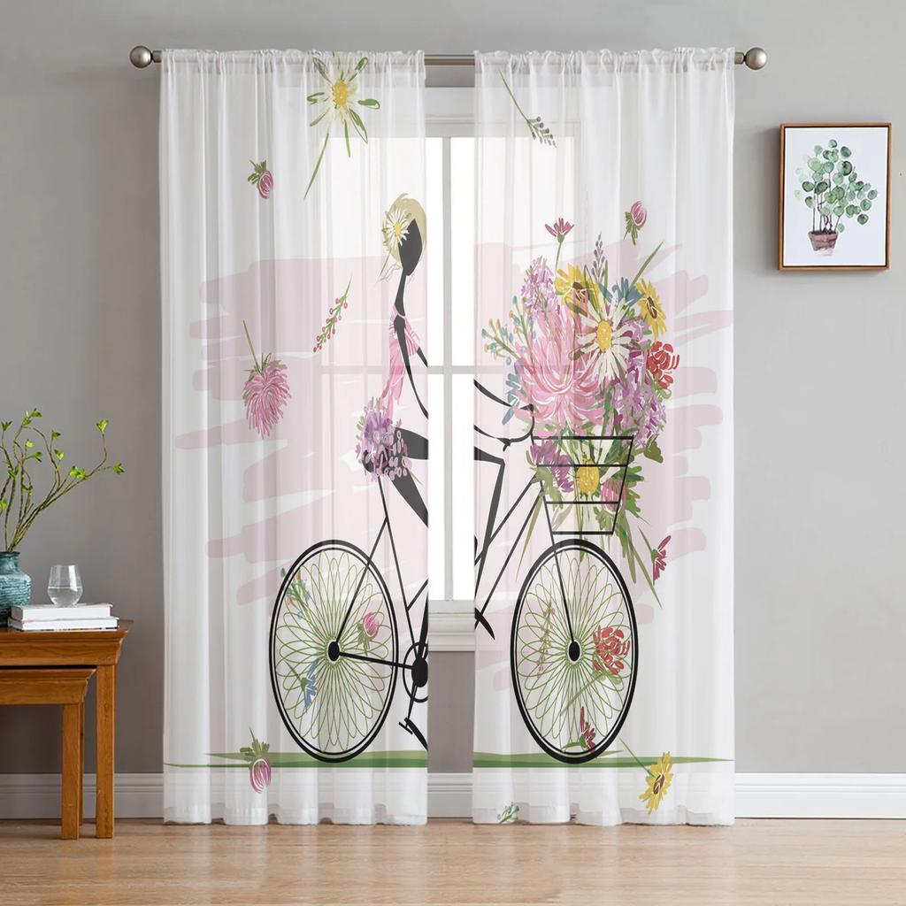 Forest Fairy Flower Butterfly Girl Tulle Curtains Living Room Bedroom Decor Chiffon Voile Kitchen Window Curtain Light Filtering For Made Of Polyester