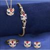 Chinese Style Lion Dance Necklace Earring Jewelry Set Luxury Handmade Gemstone Fashion Accessories