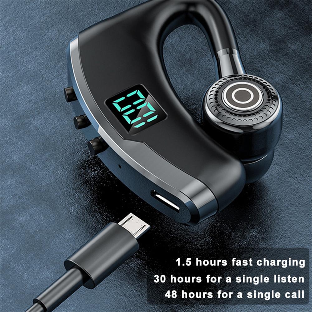 V9 Pro Wireless Bluetooth-compatible Headset Led Smart Display Business Handsfree Earhook Earphones With Microphone