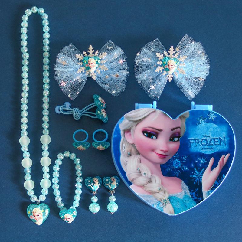 Children's Mermaid Jewelry Set: Necklace, Bracelet, Ear Clips, Rings - Cute Princess Design