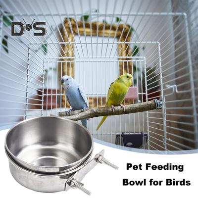 1/2 Stück kleiner Vogelkäfig-Futternapf mit Klemme, Edelstahl, Wasser-/Futternapf, Futterspender für Haustiere, Käfigzubehör für Papageien, Nymphensittiche, Aras, Unzertrennliche