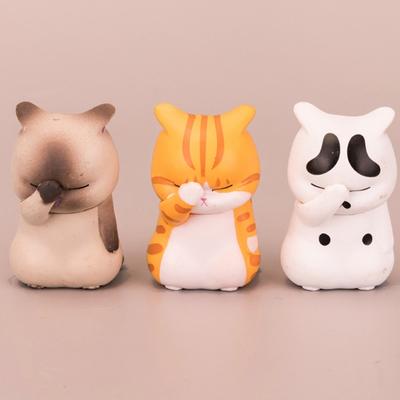 Cartoon süße Katze Ornamente Kätzchen Pfote bedeckt Gesicht Aktion Miniatur Figuren Home Office Schreibtisch Dekoration