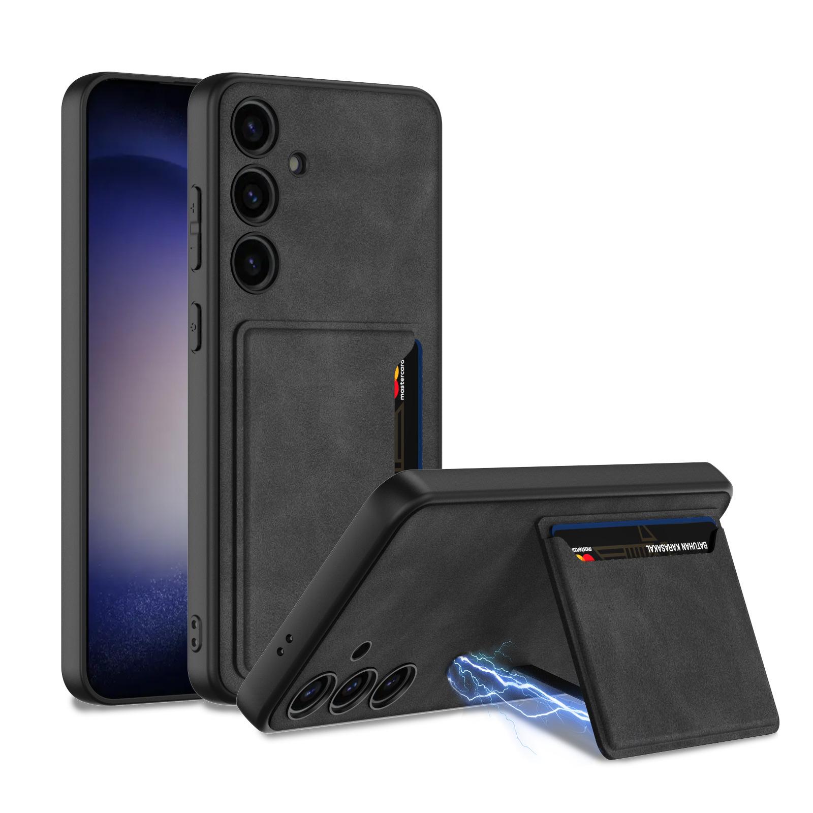 

Applicable To Card Samsung S24Ultra Mobile Phone Case Matte Pickup Bag S24plus Leather Case Hard Case New Model SM-S24