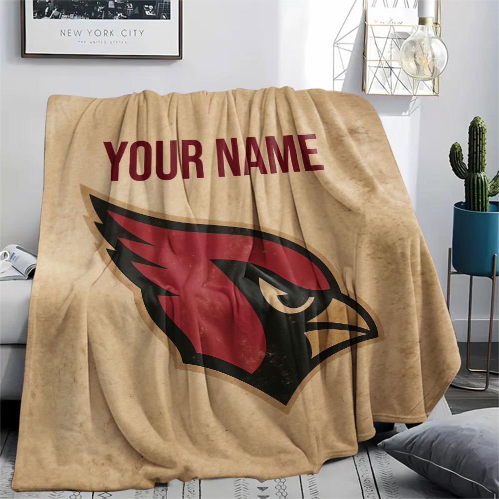Custom Name,Arizona Cardinals Printed Flannel Blanket, Soft Throw for Bedroom Sofa, Washable, Christmas Present, Great Gift.