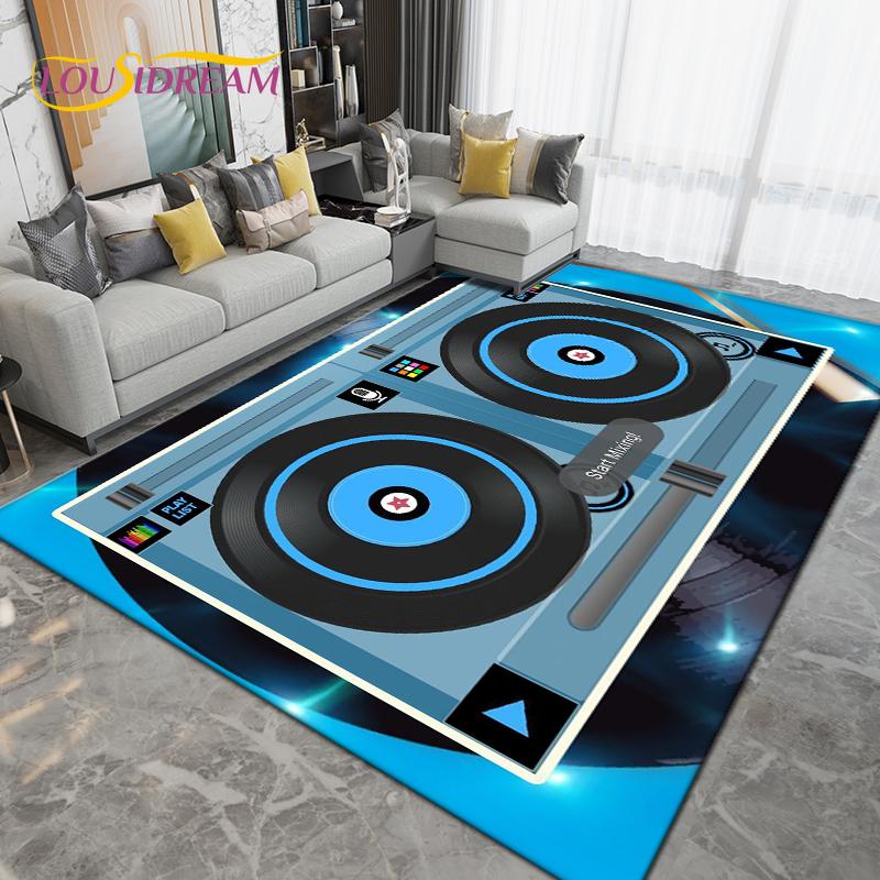 Teppich mit DJ-Musik-Screen-Muster, Teppich für Wohnzimmer, Schlafzimmer, Sofa, Küche, Badezimmer, Flur, Läufer, rutschfeste Bodenmatte