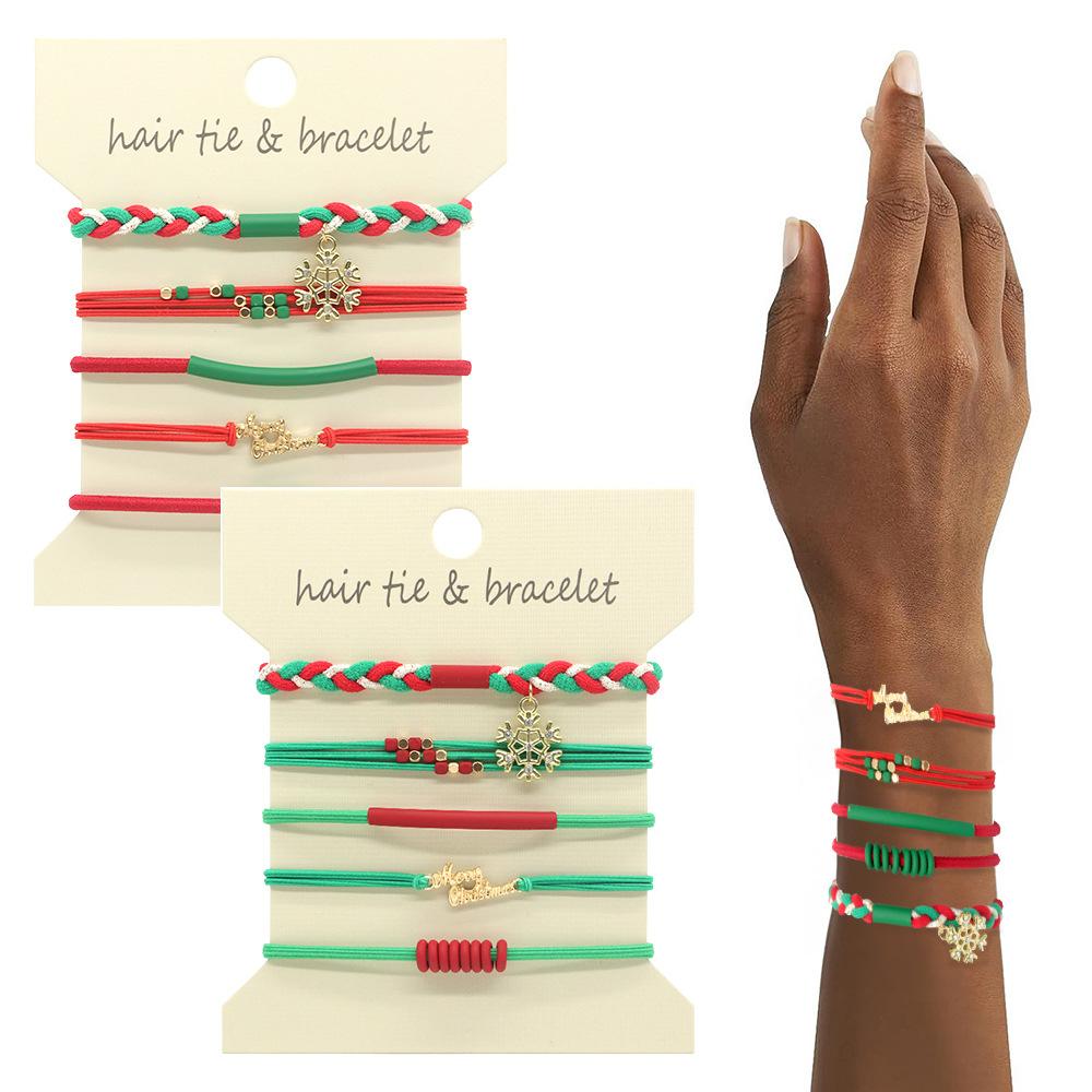 10pcs/set Fashion Bohemia Hair Rubber Bands For Women Elastic Boho Bracelet Hair Tie Girls Ponytail Holder Scrunchies For Hair