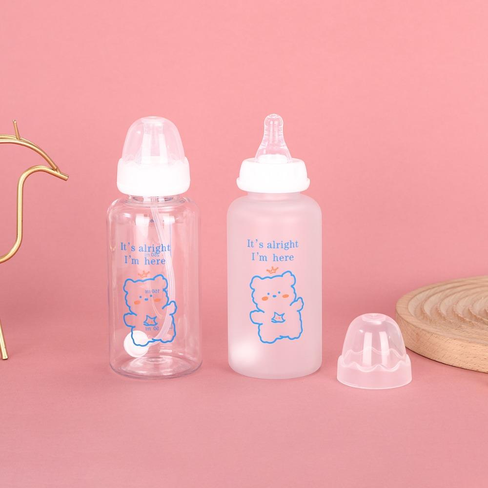 400ml Portable Straw Cup Strawberry Bear Drinking Bottles Cute Water Bottle  Girls Kids Adult