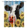 Animal Cow Color Oil Painting Window Curtains Bedroom Kitchen Drapes Panel Curtains for Living Room Christmas Home Decor