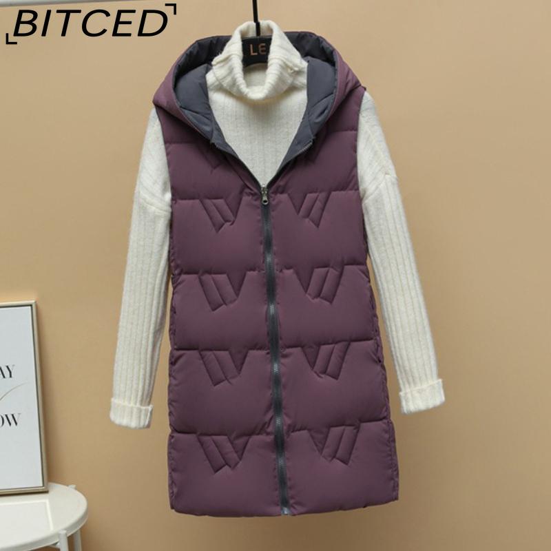 BITCED Reversible Hooded Lightweight Casual Down-Filled Quilted Vest - Slim-Fit Women's Waistcoat Jacket