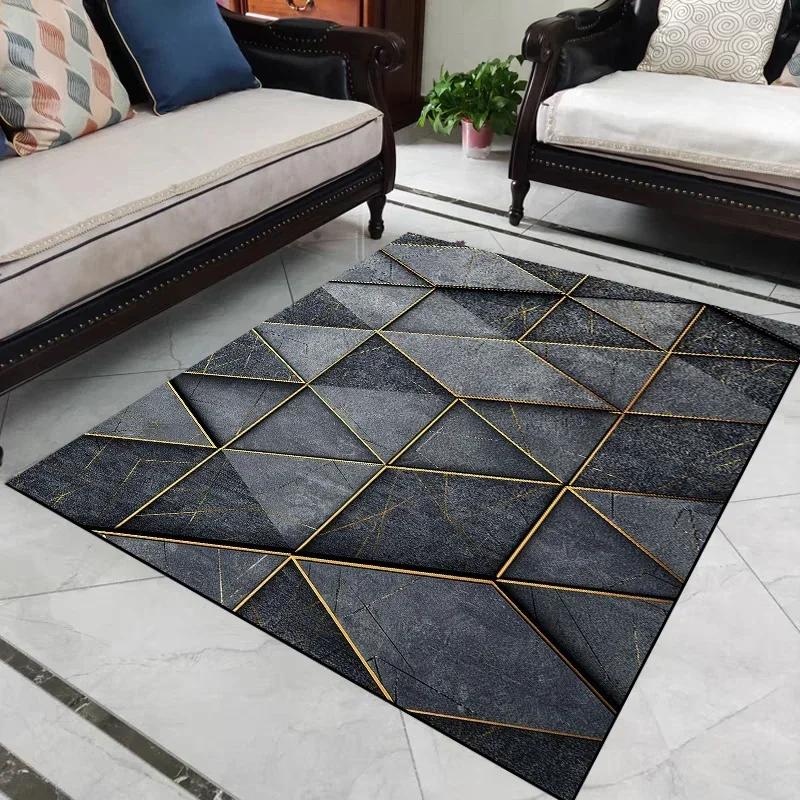 Light Luxury Geometry Carpets Modern Living Room Large Area Rugs Home Sofa Chair Side Soft Mat Room Decor Doorway Hallway Carpet