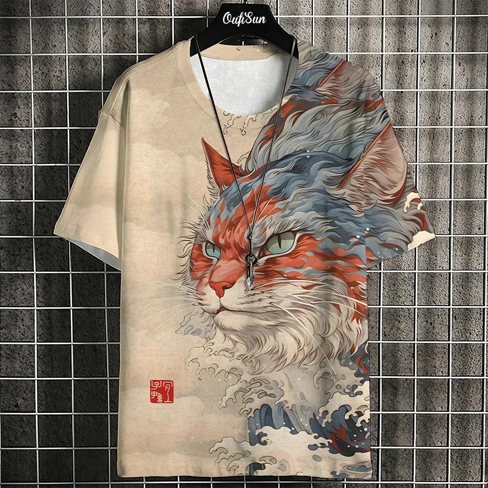 Boys Girls T Shirt Japanese Samurai Cat 3d Printed T Shirts For Casual Fashion Funny Shirt Top Tee Parent Child Clothing