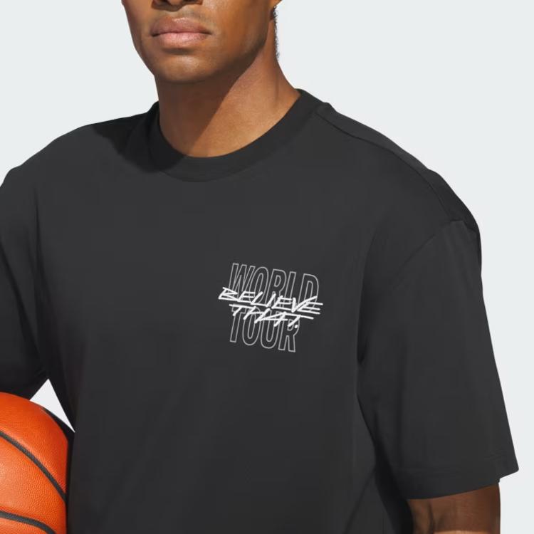 Adidas T Shirts Men's Black Crew Neck Moderate KG8172