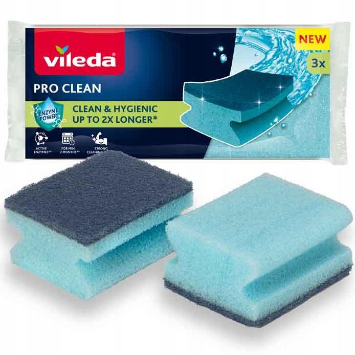 Zmywak kuchenny profilowany Vileda Pro Clean 3 szt. z enzymami