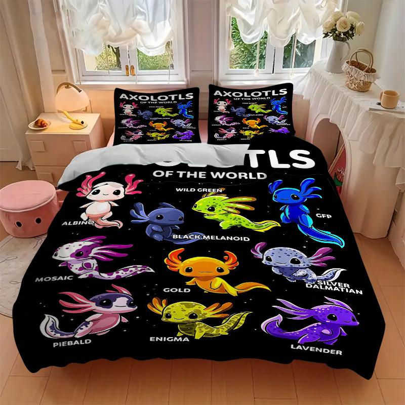 Axolotls World Print 3Pcs Bedding Setduvet Cover With 2 Bedropillowcase Home Birthday Gift