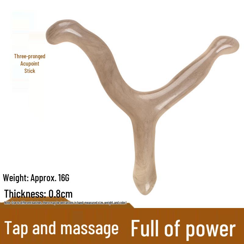 Acupoint Massage Stick: Multi-functional Meridian Scraper & Three-Headed Foot Therapy Device.