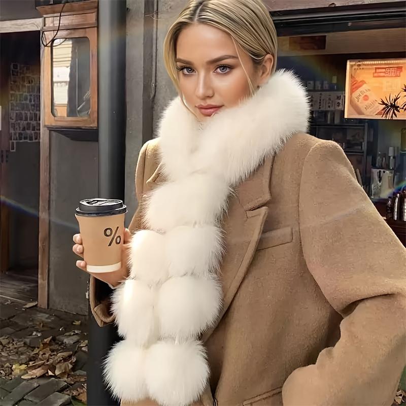 Long Faux Fox Fur Scarf Women Winter Warm Soft Furry Scarves Casual Lady Outdoor Neck Warmer Collar