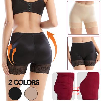Hohe Taille Spitzenbesetzte Gepolsterte Formende Shorts für Damen Nahtloser Mittelschenkel Body Shaper Unterwäsche mit Po-Lifter Design
