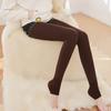 Women Leggings High Elasticity Velvet Lined Warm Pants Solid Color High Waist Leggings Tight