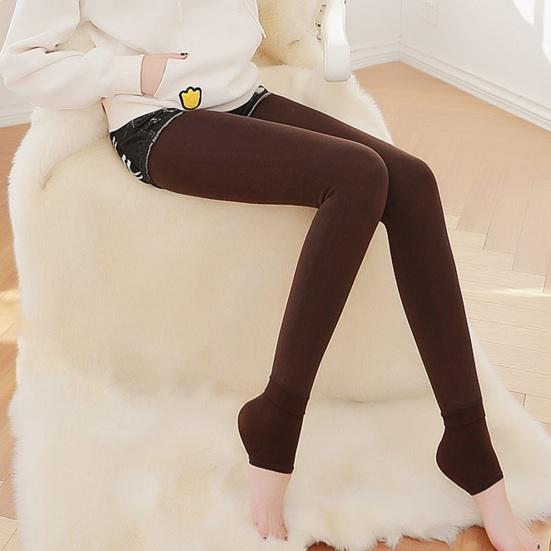 Women Leggings High Elasticity Velvet Lined Warm Pants Solid Color High Waist Leggings Tight
