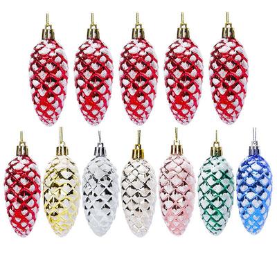 5Pcs Christmas Pine Cone Pendant Christmas Tree Ornament Painted Pine Cone Ball Merry Christmas Home Decorations