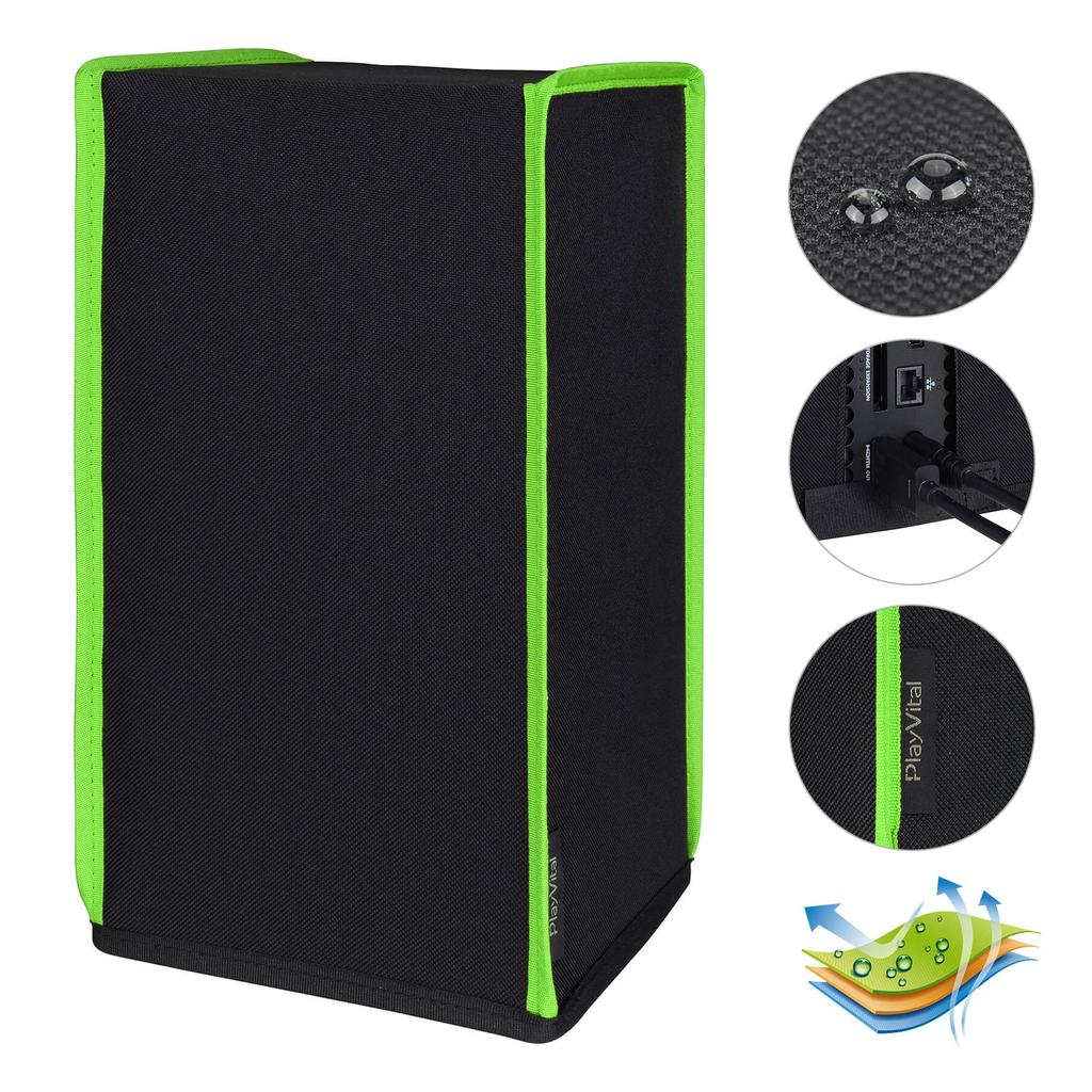 PlayVital Nylon Dust Cover for Xbox Series X Console Soft and Clean Lined Dust Waterproof Cover Sleeve for Xbox Series X Console or Green (Vertical