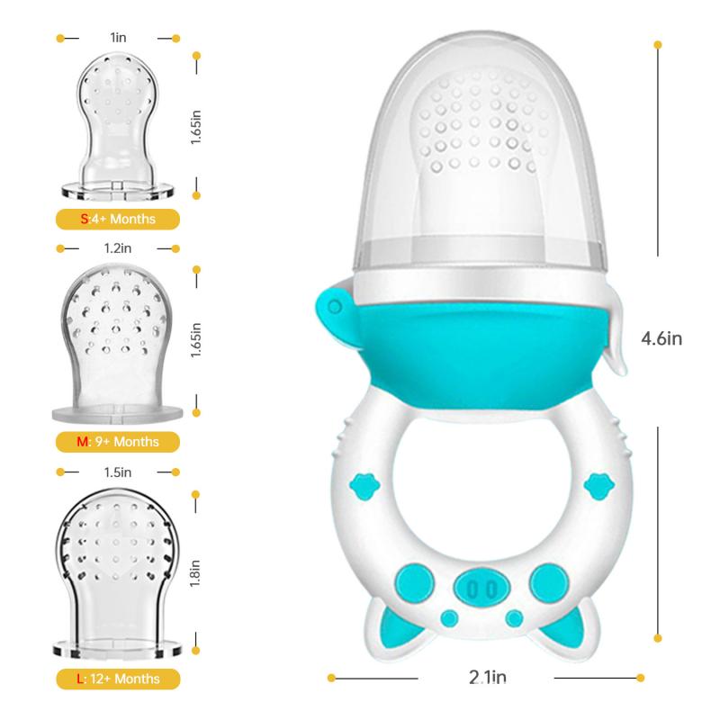 Baby-Obstbeutel/Eisbeutel mit Beißring, Baby-Beißspielzeug ab 4 Monaten, BPA-freie Silikontasche und Beißring, Linderung beim Zahnen