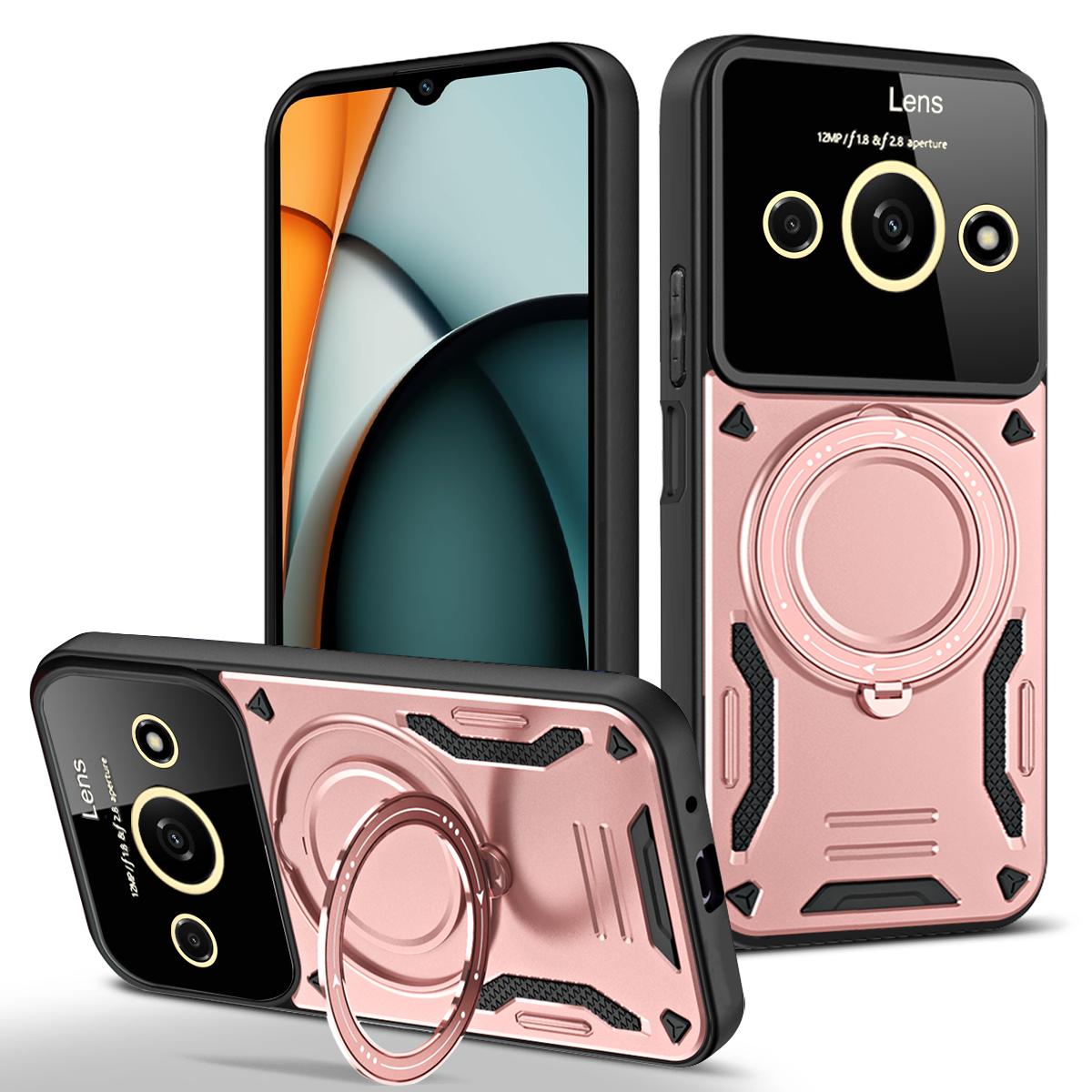 

Магнитный противоударный чехол Armo для Xiaomi Redmi A5 4G Redmi A3 A4 5G с подставкой, защитным кольцом для линз, крышка Magsafe, Funda Redmi A5 4G Europe розового золота