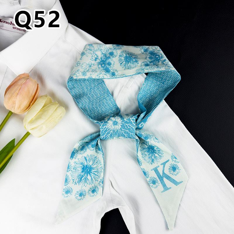 New Long Versatile Silk Scarf Tied Hair Band Bow Letter Floral Streamer Tied Bag Gift Small Silk Scarf
