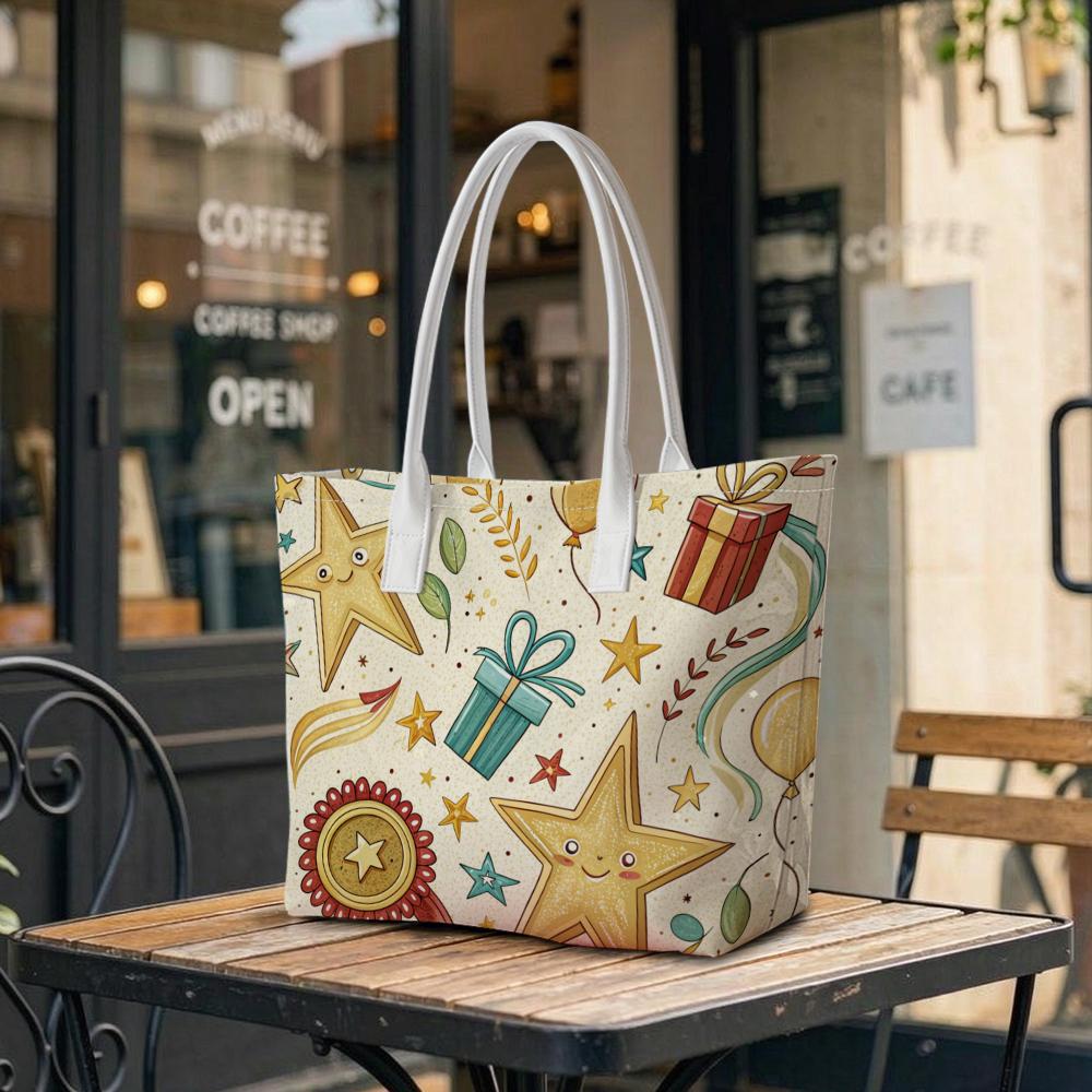 Cute Cartoon Star Gift Pattern Tote Bag for Daily Use Shopping