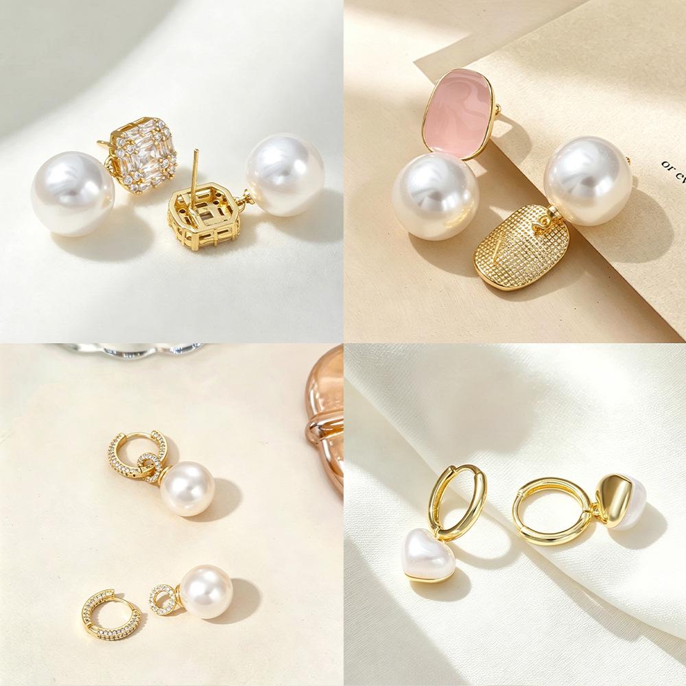 Gold-Plated Silver Needle Freshwater Pearl Flower Earrings - Elegant French Light Luxury for Women