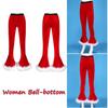 Women's Velvet Christmas Cosplay Faux Fur Adorned Elastic Waist Flare Leg Long Pants Trousers